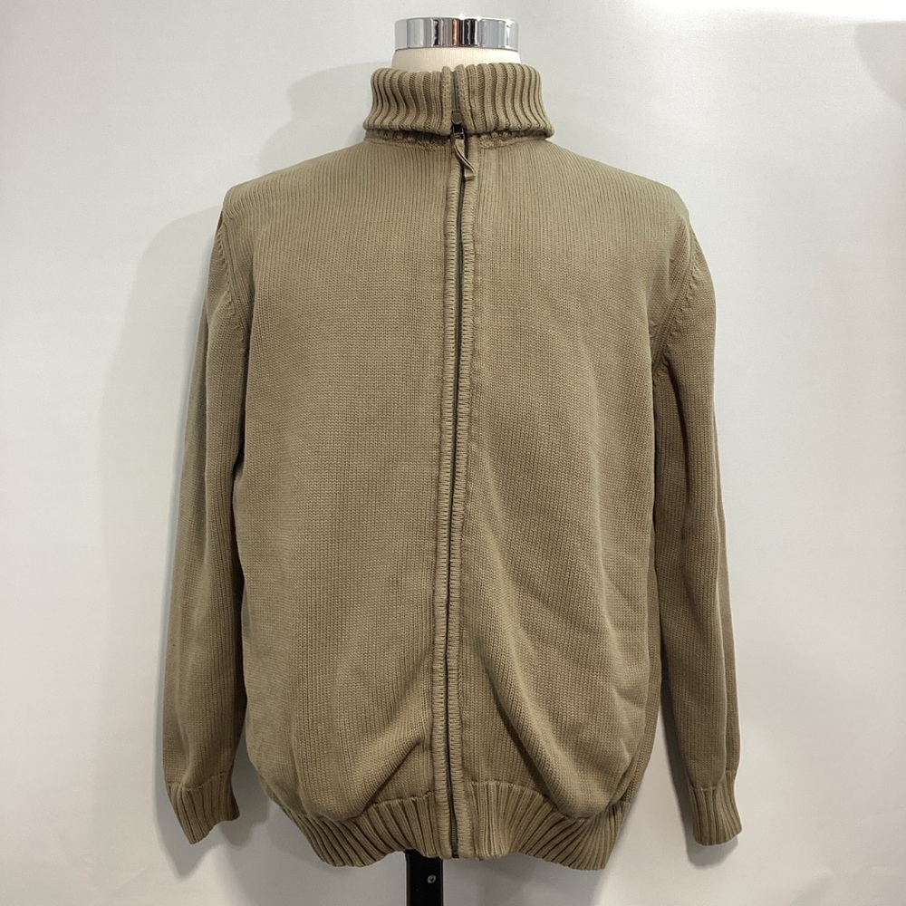Zara Men's Turtleneck High Long Sleeve Zip Up Tan Sweater Size XL